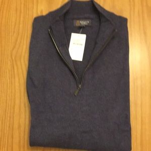 Men’s quarter zip, Navy, cotton sweater